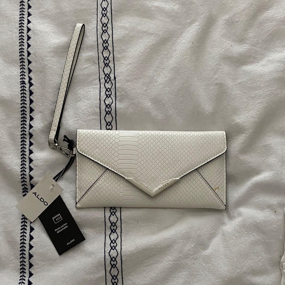 Aldo Textured Cream Wristlet Clutch